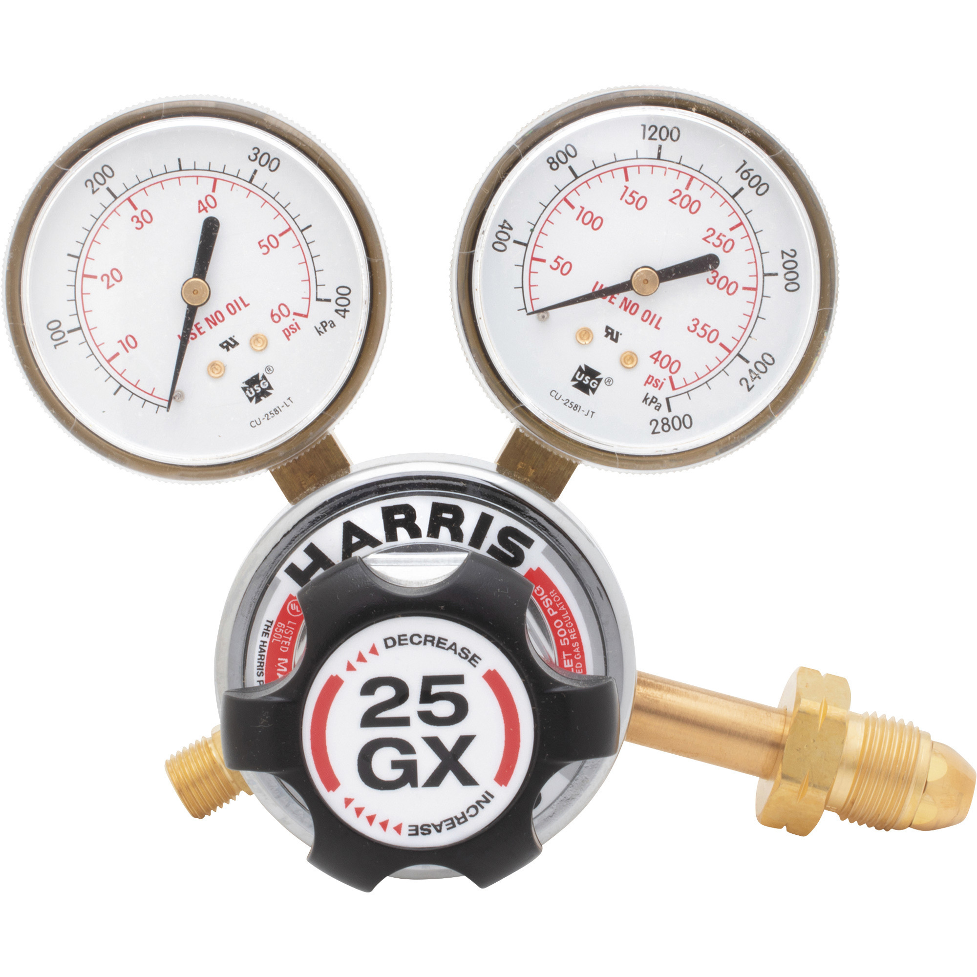Harris Single-Stage 25GX Acetylene Regulator, 50 PSIG, 510P CGA Fitting, Model# 3000450